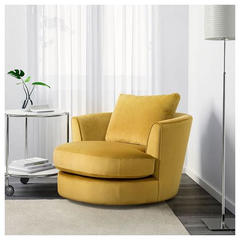 Strandmon armchair, skiftebo yellow bringing new life to an old favorite. FASALT velvet yellow, Swivel armchair - IKEA | Swivel ...