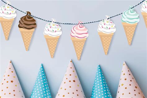 Ice Cream Bunting Printable Instant Download Birthday Bunting Party Supplies