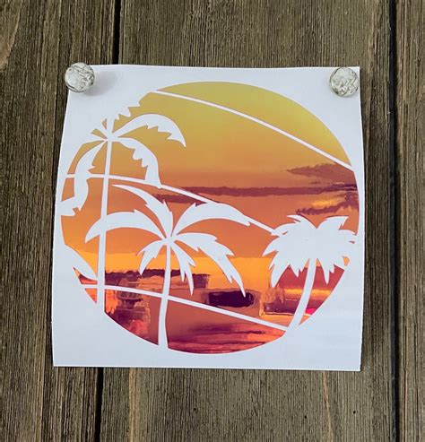 Palm Tree Sunset Decal Etsy