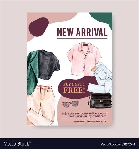 Fashion Poster Design With Outfit Accessories Vector Image