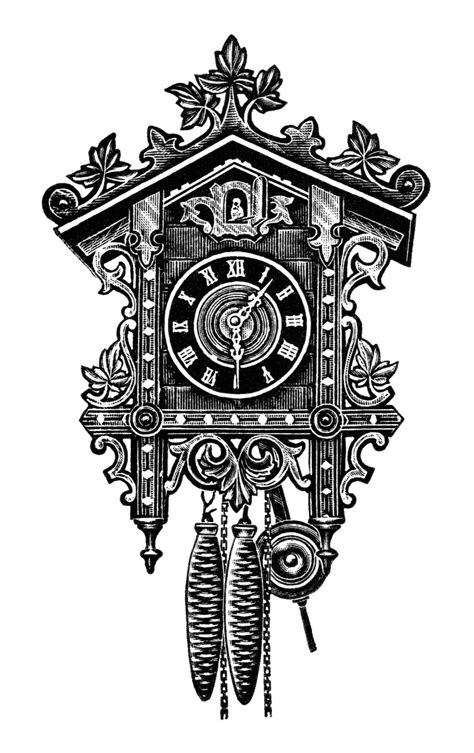 Antique Cuckoo Clocks ~ Free Clip Art Old Design Shop Blog