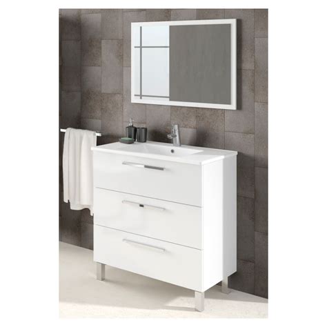 Meuble salle de bain meuble sous vasque vasque incluse placard 2 portes persiennes etagere inferieure dim 61l x 47l x 87h cm mdf ceramique blanc commode. Meuble Bas Salle De Bain 80 Cm