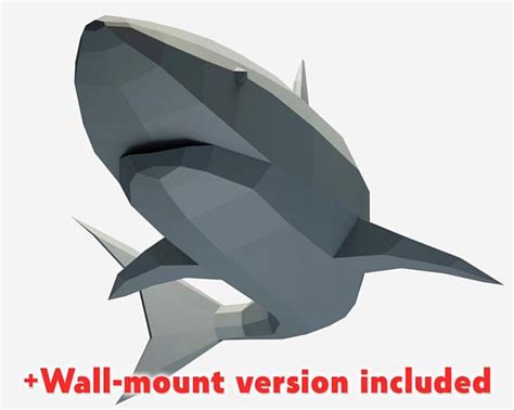 Papercraft Shark 3d Paper Craft Model Low Poly Tiburon Animal Trophy