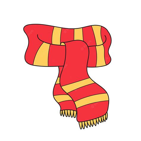 Premium Vector Simple Cartoon Icon Red And Yellow Scarf With Fringe