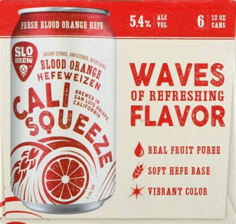Slo Brew Cali Squeeze Blood Orange Hefeweizen Craft Beer 6 Cans 12