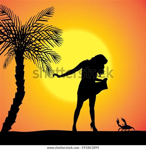 Vector Silhouette Sexy Woman On Beach Stock Vector Royalty Free 191861894 Shutterstock