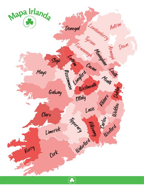 Mapa De Irlanda Los Condados Y Provincias De La Rep Blica De