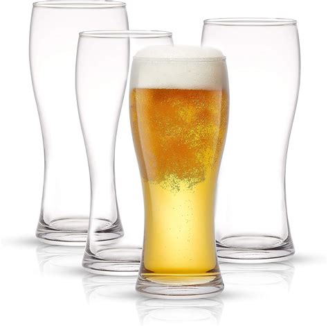 Joyjolt Callen Beer Glasses Set Of 4 Four Pint Glass Capacity Craft Beer Glass Pilsner Beer