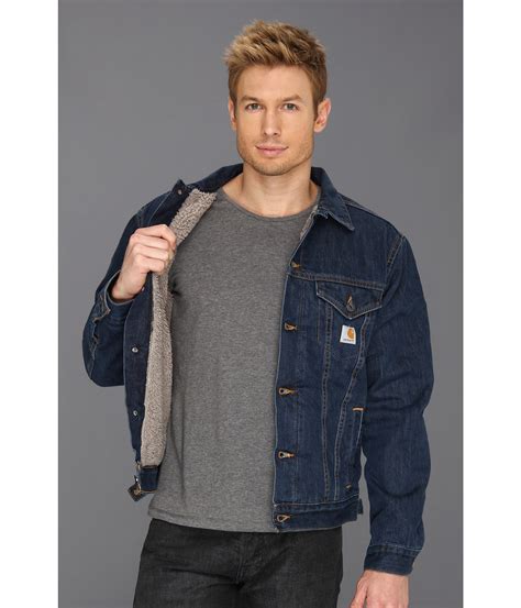 Carhartt Big And Tall Sherpa Lined Denim Jean Jacket In Blue For Men Lyst