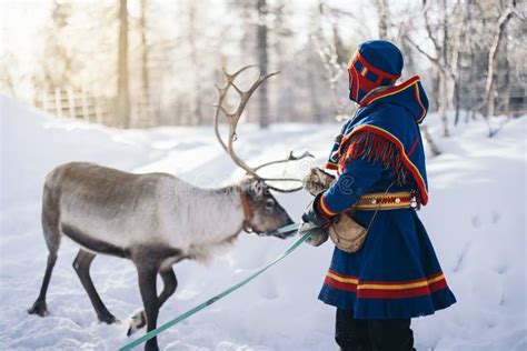 Saami Person With A Reindeer Saami Clothes Stock Image Image Of