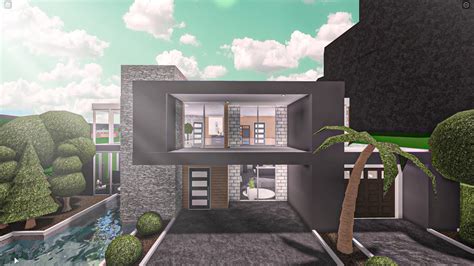 Roblox Bloxburg Modern Loft Gray House House Build Youtube