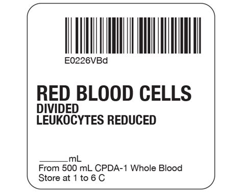 Sb128 20d 56bd Red Blood Cells Product Labels For Compliance With