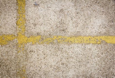 Yellow Line Paint On Gray Concrete Floor Background Stock Photo Image