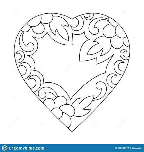 Vector Coloring Page Heart Coloring Book Decorative Hand Drawn Love