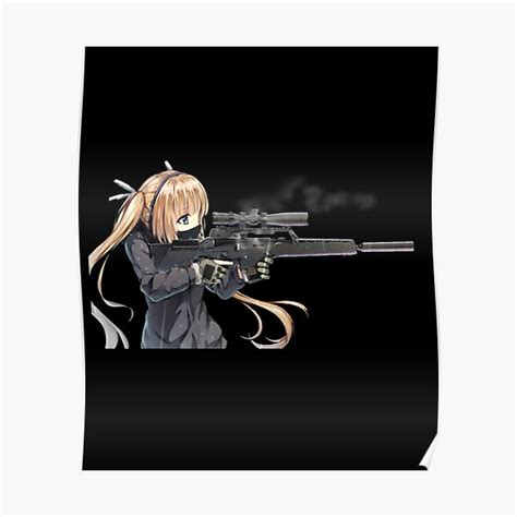 Anime Girl With Gun Rifle Poster For Sale By Jemmey1101 Redbubble