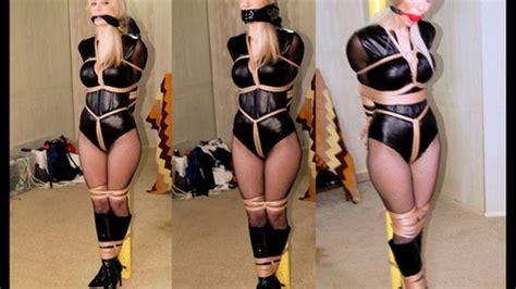 Mp4 Versionultra Gorgeous Buxom Marilyn Pole Bound In Boots Cleave Tape And Ball Gagged