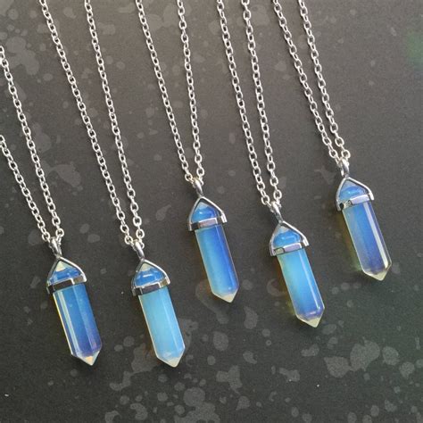 Opalite Crystal Necklace Pendant Gemstone Choker Glass Opal Etsy