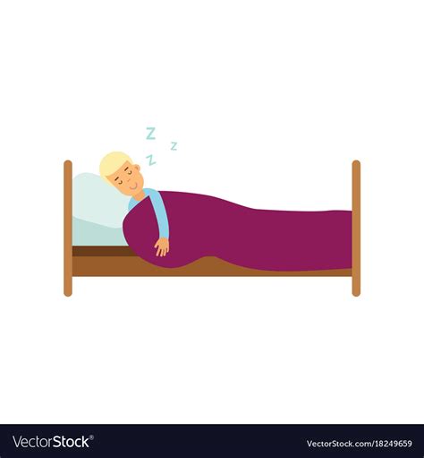 Teen Boy Sleeping In His Bed Cartoon Royalty Free Vector