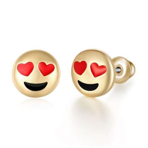 2021 Emoji Gold Plated Stud Earrings Lovely Smiley Face Emoticons Alloy