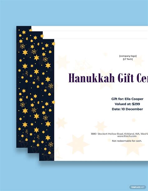 Hanukkah T Certificate Template In Photoshop Word Publisher