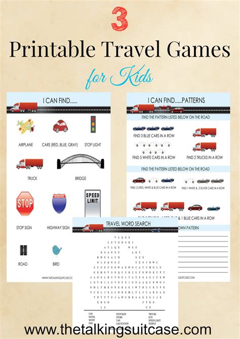 Kids Printable Travel Games I Printable Childrens Travel Games Road