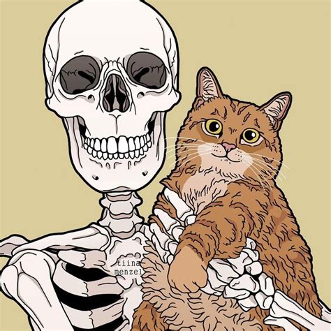 💘 Orangecat 🐱🧡 Skulldrawing Skeleton Cat Art Cute Art Skeleton Art