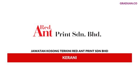 Kerani kewangan (kewangan & sumber manusia). Permohonan Jawatan Kosong Red Ant Print ~ Kerani • Portal ...