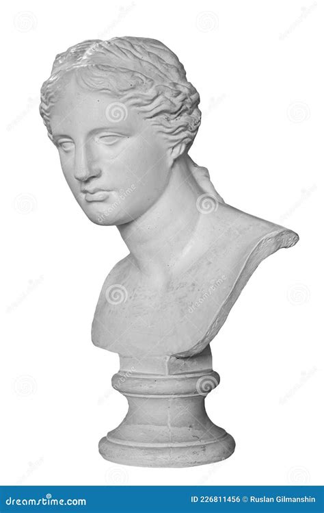 Gypsum Copy Of Ancient Statue Venus Head Isolated On White Background