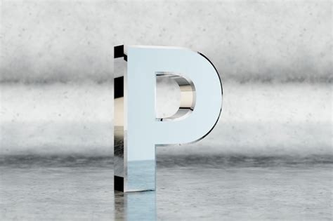 Premium Photo Chrome 3d Letter P Uppercase Glossy Chrome Letter On