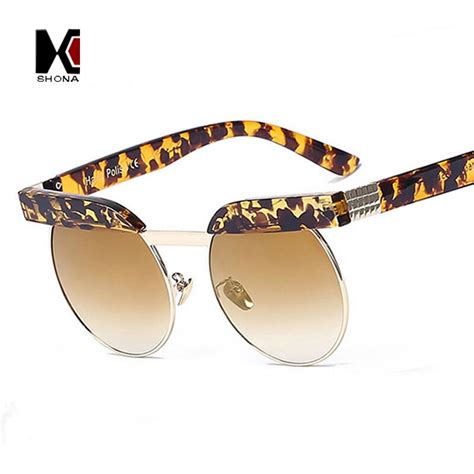 women cateye sunglasses brand designer fashion round metal wrap frame personality eyebrow sun