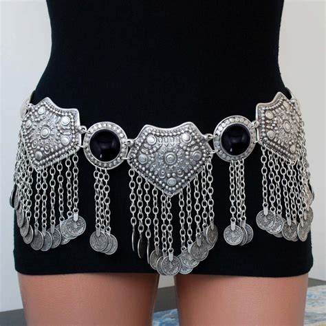 Buy 2018 Gypsy Jewelry Vintage Silver Acrylic Beads Coin Tassel Pendant