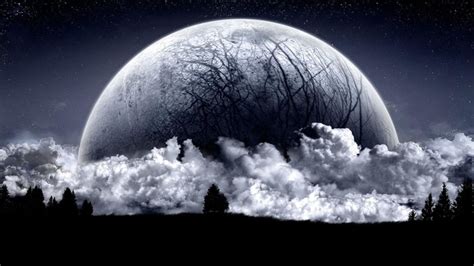 1920x1080 Digital Art Fantasy Art Moon Stars Trees Forest Clouds Clear
