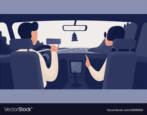 Pair People Sitting On Front Seats Car Royalty Free Vector