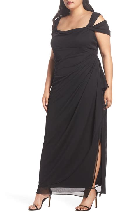 Alex Evenings Cold Shoulder Mesh Gown Plus Size Nordstrom