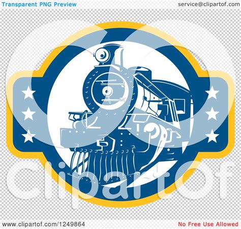 Clipart Of A Retro Blue Steam Train With Stars Royalty Free Vector