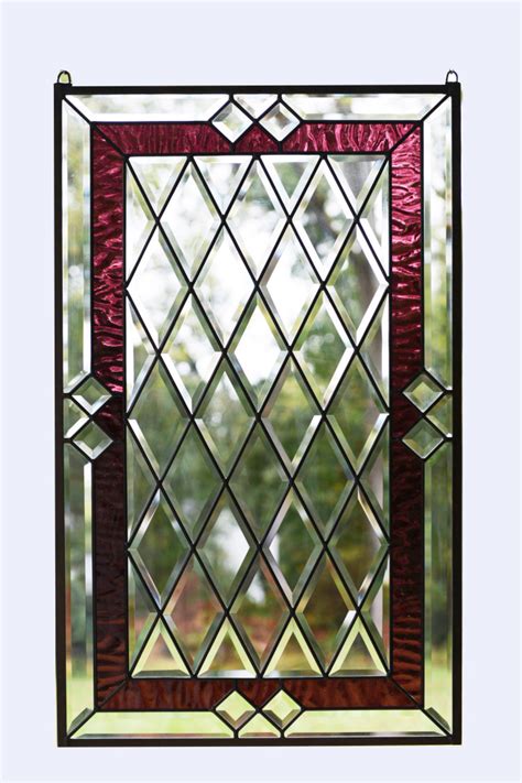 20 X 34 Stunning Handcrafted Stained Glass Clear Beveled Window Panel Victorian Stained