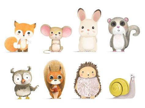 Cute Forest Animals On Behance Baby Animal Drawings Forest Animals