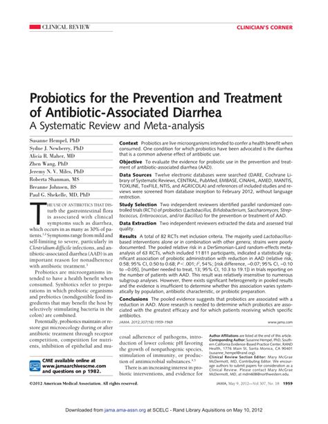 Pdf Probiotics For The Prevention And Treatment Of Antibiotic