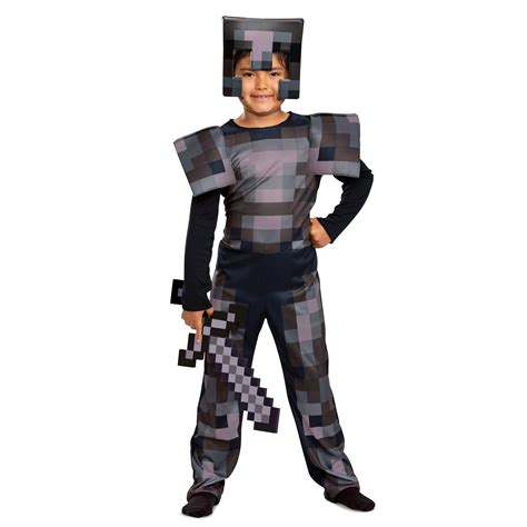 Minecraft Netherite Armor Classic Costume For Kids Grey Jumpsuit