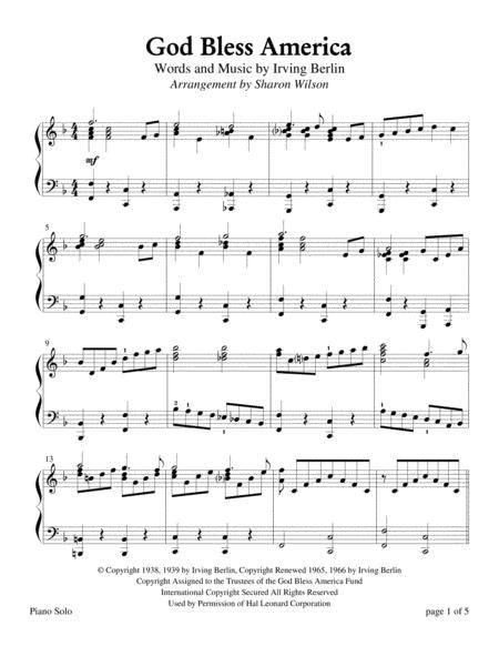 God Bless America By Irving Berlin Digital Sheet Music For Score