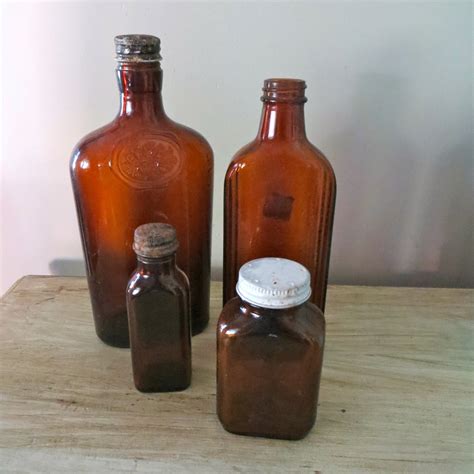 Vintage Brown Glass Bottles By Ozdoingitagain On Etsy