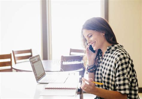 Woman Making Phone Call — Communication Device People Stock Photo