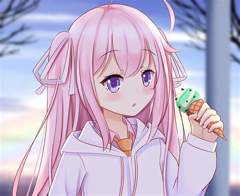 X Px Free Download Hd Wallpaper Anime Original Eating Girl Ice Cream Long Hair
