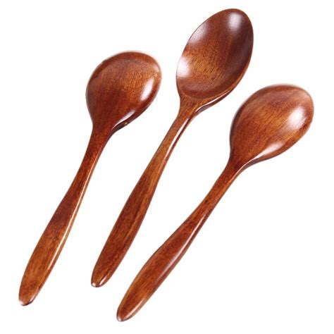 Wooden Spoons 3 Pieces 7 Inch Wood Soup Spoons For Eating Mixing
