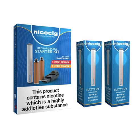 Nicocig Rechargeable Electronic Cigarette Starter Kit With Two Spare