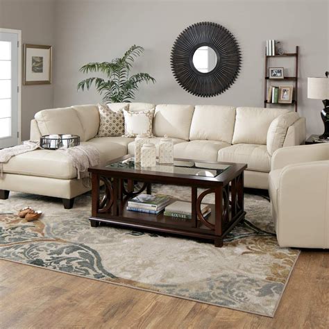 Sleek And Spacious The Devon Taupe Leather Sectional Has Plenty Of