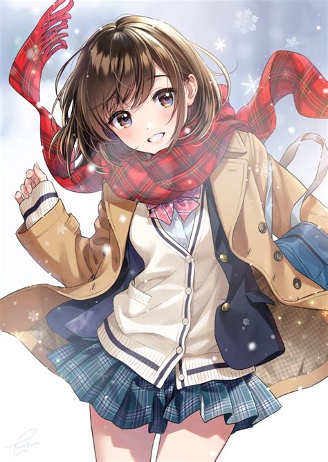 Cute Anime Girl In Snow