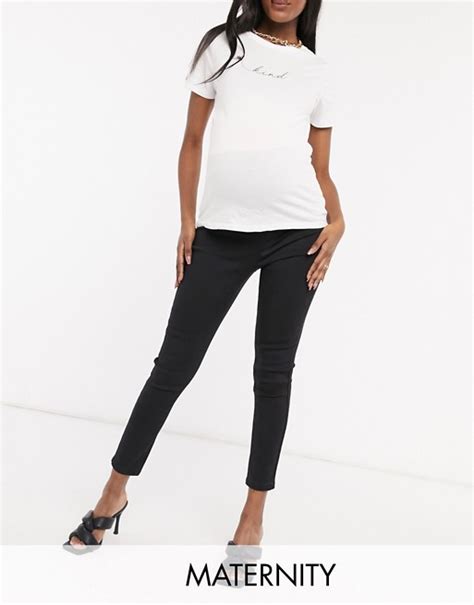 Missguided Maternity Over The Bump Vice Skinny Jean In Black Asos