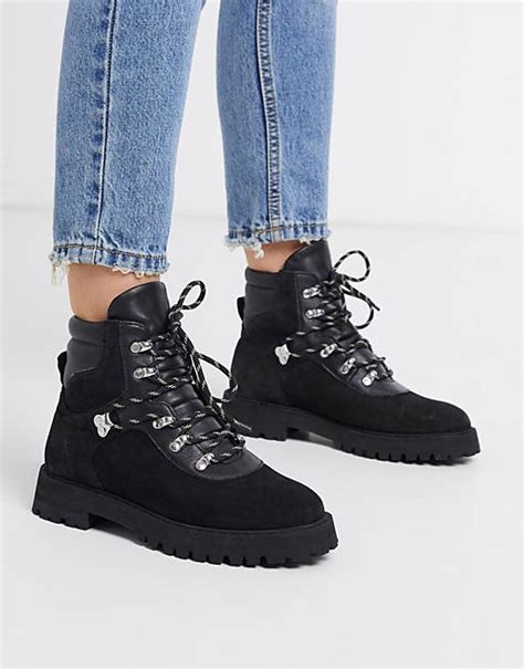 and other stories suede lace up hiker boot in black asos