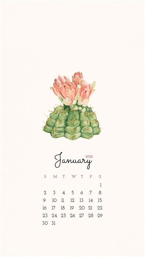 Flower January 2022 Calendar Template Free Psd Template Rawpixel
